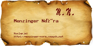 Menzinger Nóra névjegykártya